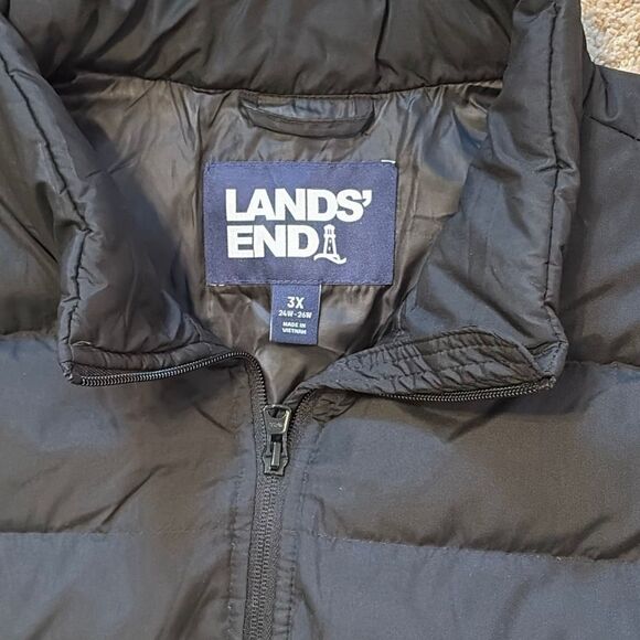Lands End Black Down Filled Puffer Vest Size 3X - Picture 4 of 6